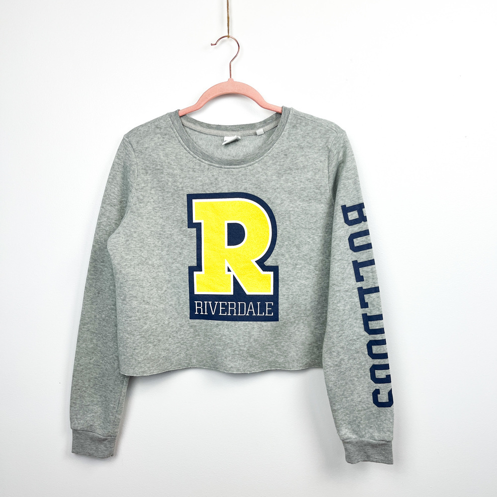 Riverdale Long Sleeve Grey, Blue & Yellow Crop Top